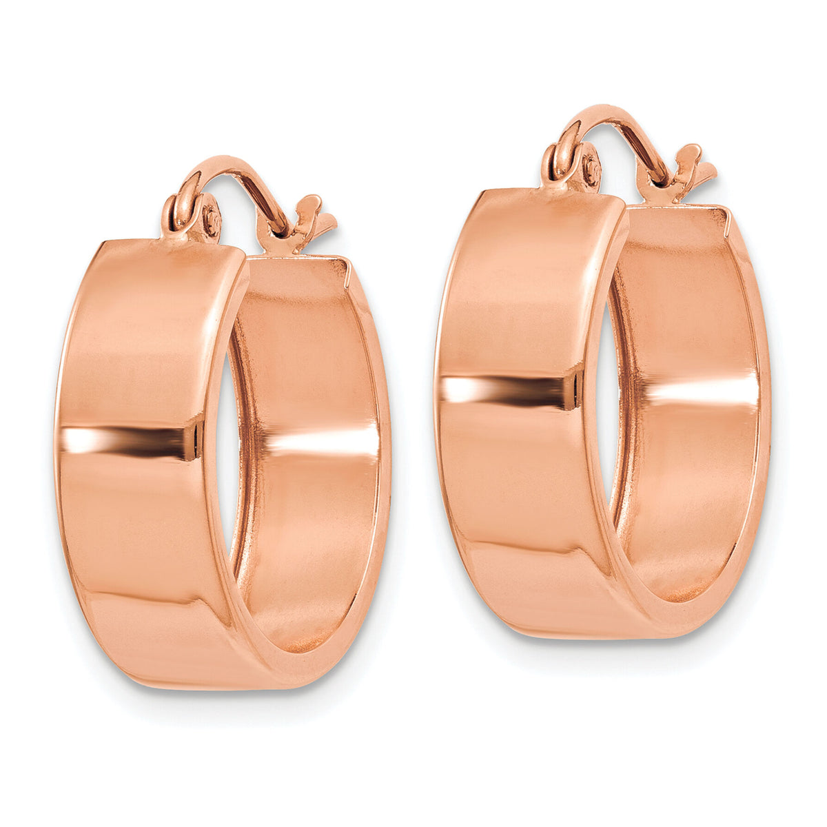 14k Rose Gold Polished Hoop Earrings-TF616