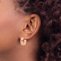 14k Rose Gold Polished Hoop Earrings-TF616