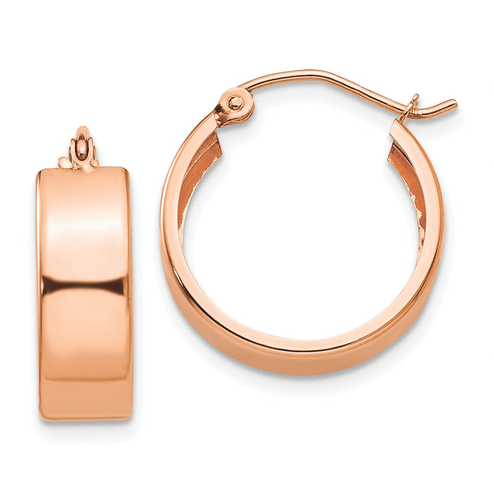 14k Rose Gold Polished Hoop Earrings-TF616