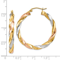 14k Tri-color Light Twisted Hoop Earrings-TF655
