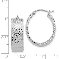 14k White Gold Diamond Cut Hoop Earrings-TF658