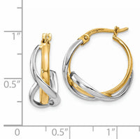 14K Two-Tone Polished Twisted Hoop Earrings-TF677