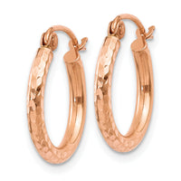 14k Rose Gold Lightweight Diamond-cut Hoop Earrings-TF679