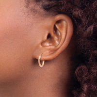 14k Rose Gold Lightweight Diamond-cut Hoop Earrings-TF679