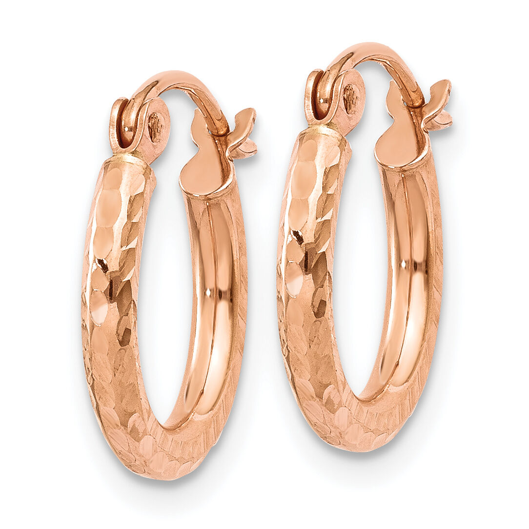 14k Rose Gold Lightweight Diamond-cut Hoop Earrings-TF680
