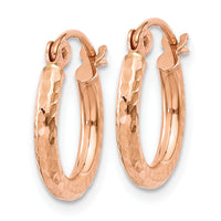 14k Rose Gold Lightweight Diamond-cut Hoop Earrings-TF680