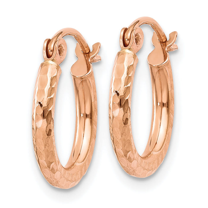 14k Rose Gold Lightweight Diamond-cut Hoop Earrings-TF680