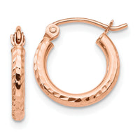 14k Rose Gold Lightweight Diamond-cut Hoop Earrings-TF680