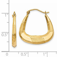 14k Polished, Satin and Diamond-cut Hoop Earrings-TF719