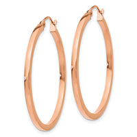 14k Rose Gold Lightweight Square Tube Hoop Earrings-TF734