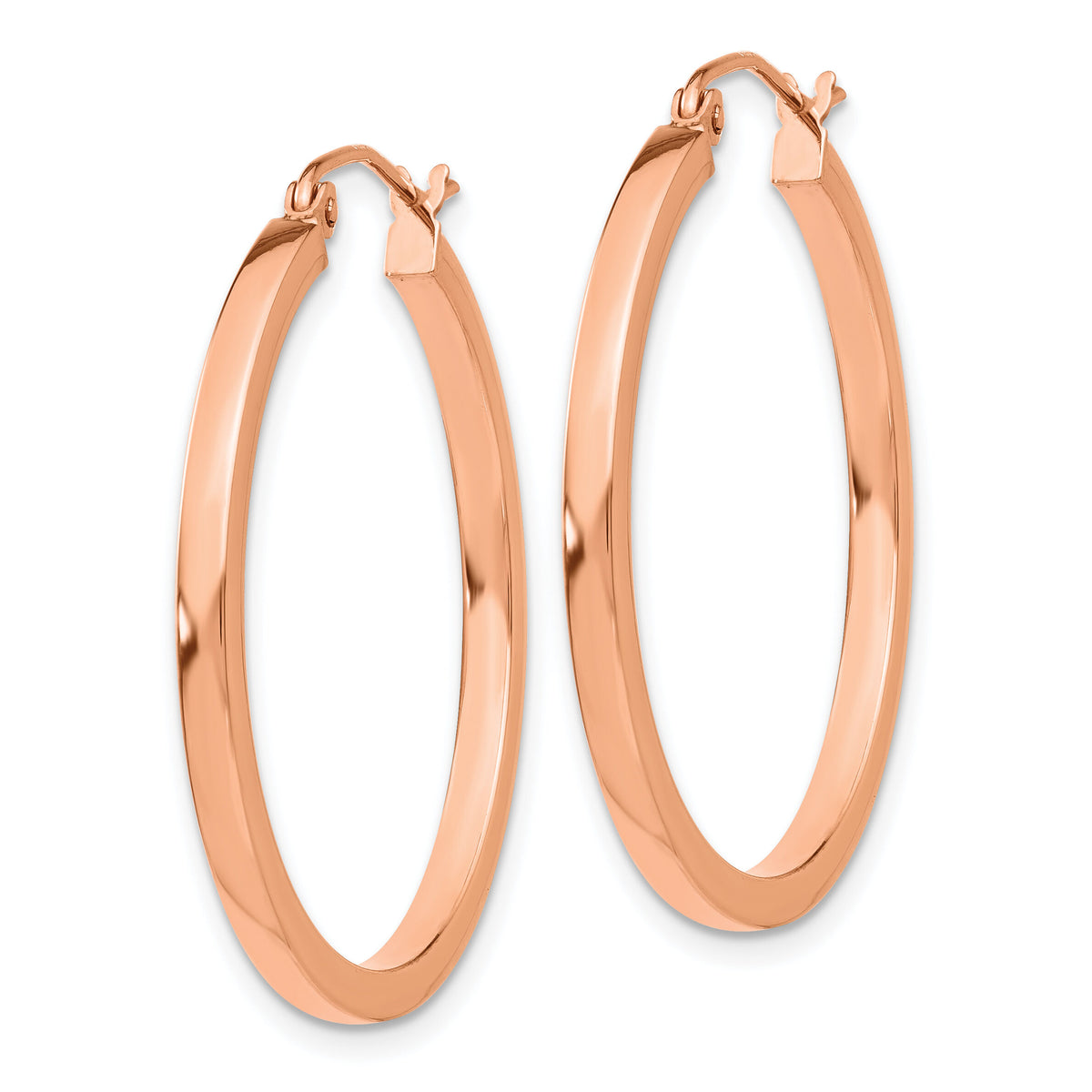 14k Rose Gold Lightweight Square Tube Hoop Earrings-TF735