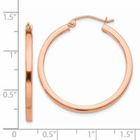14k Rose Gold Lightweight Square Tube Hoop Earrings-TF735