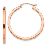 14k Rose Gold Lightweight Square Tube Hoop Earrings-TF735