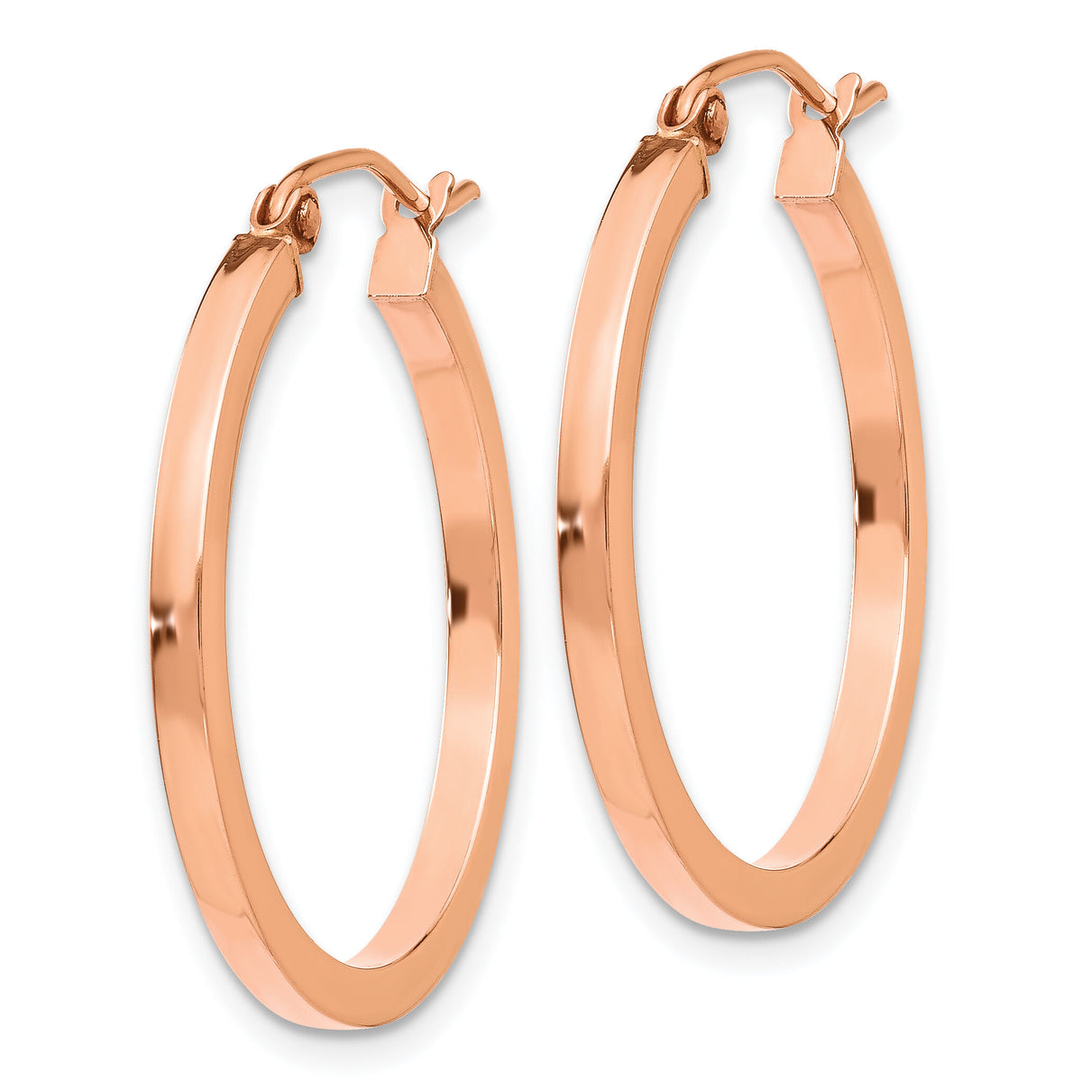 14k Rose Gold Lightweight Square Tube Hoop Earrings-TF736