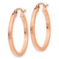 14k Rose Gold Lightweight Square Tube Hoop Earrings-TF736