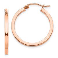 14k Rose Gold Lightweight Square Tube Hoop Earrings-TF736