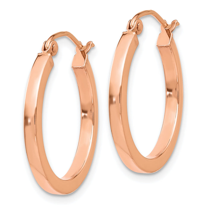 14k Rose Gold Lightweight Square Tube Hoop Earrings-TF737