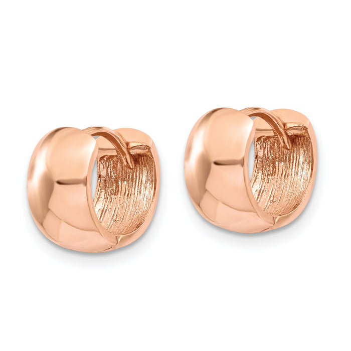 14k Rose Gold Round Hinged Hoop Earrings-TF760