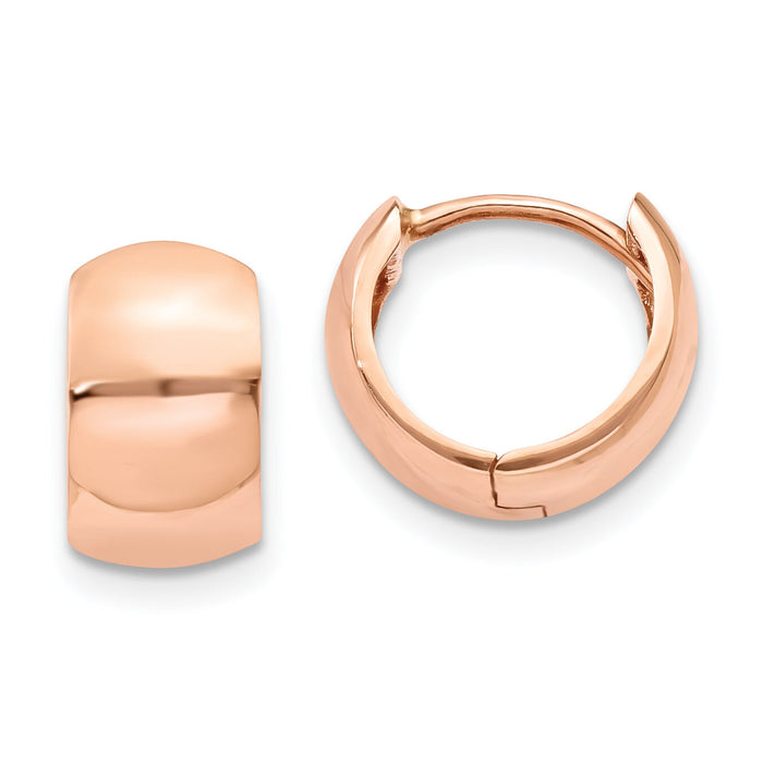 14k Rose Gold Round Hinged Hoop Earrings-TF760