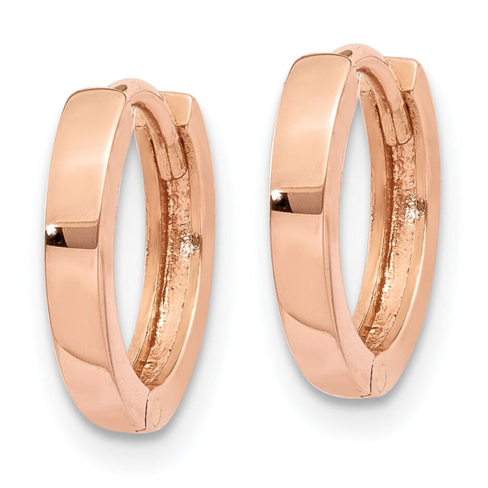 14k Rose Gold Round Hinged Hoop Earrings-TF761