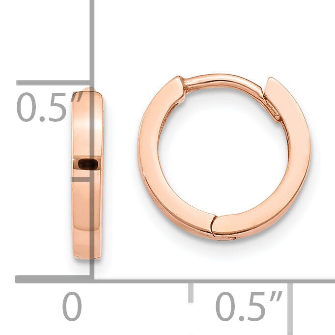 14k Rose Gold Round Hinged Hoop Earrings-TF761