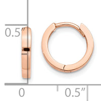 14k Rose Gold Round Hinged Hoop Earrings-TF761