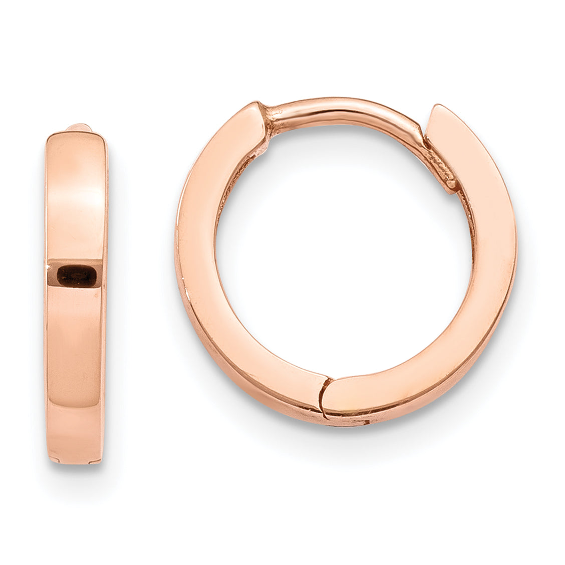 14k Rose Gold Round Hinged Hoop Earrings-TF761