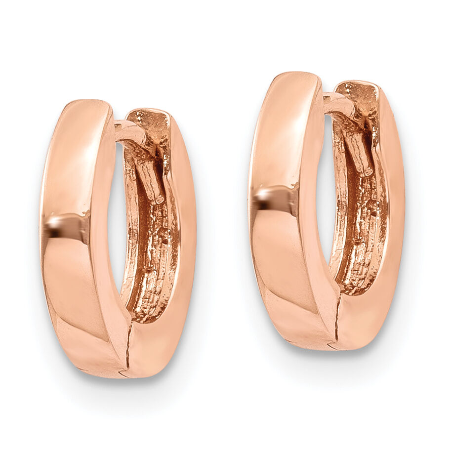 14k Rose Gold Round Hinged Hoop Earrings-TF762
