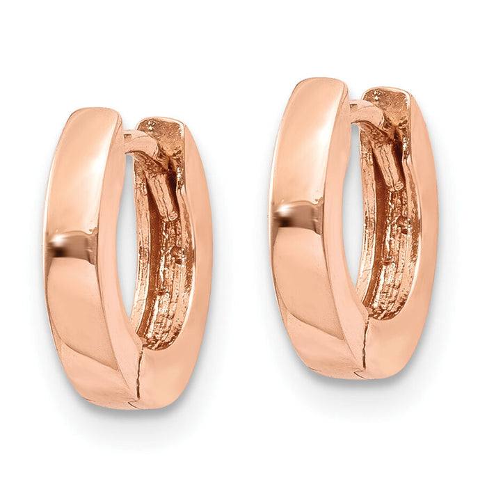 14k Rose Gold Round Hinged Hoop Earrings-TF762