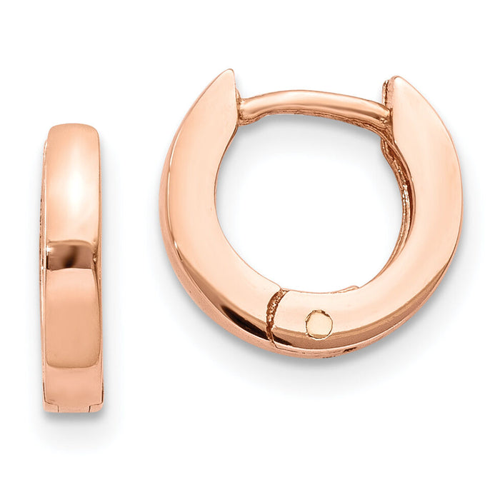 14k Rose Gold Round Hinged Hoop Earrings-TF762