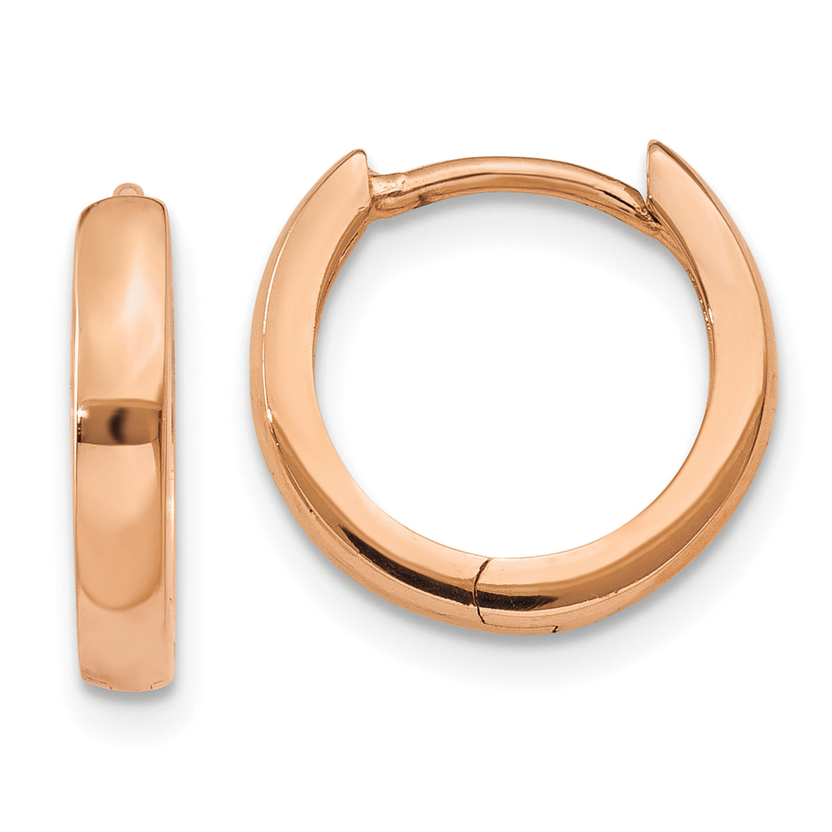 14k Rose Gold 1.8mm Round Hinged Hoop Earrings-TF763