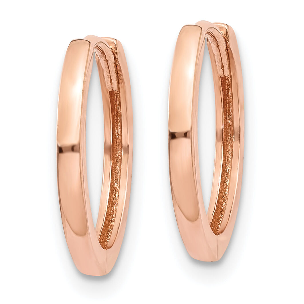 14k Rose Gold Round Hinged Hoop Earrings-TF764