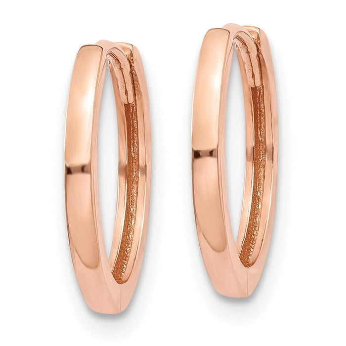 14k Rose Gold Round Hinged Hoop Earrings-TF764