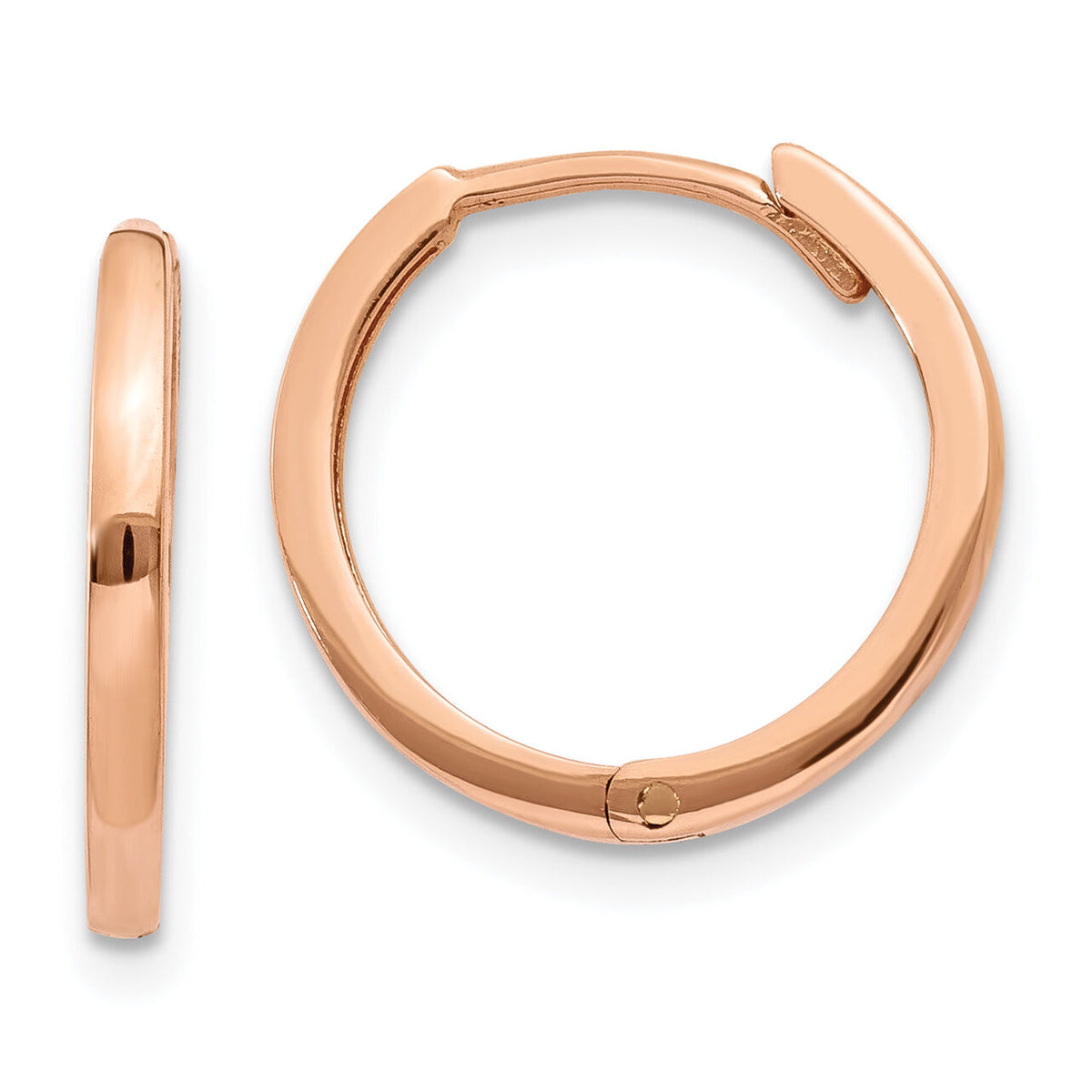 14k Rose Gold Round Hinged Hoop Earrings-TF764