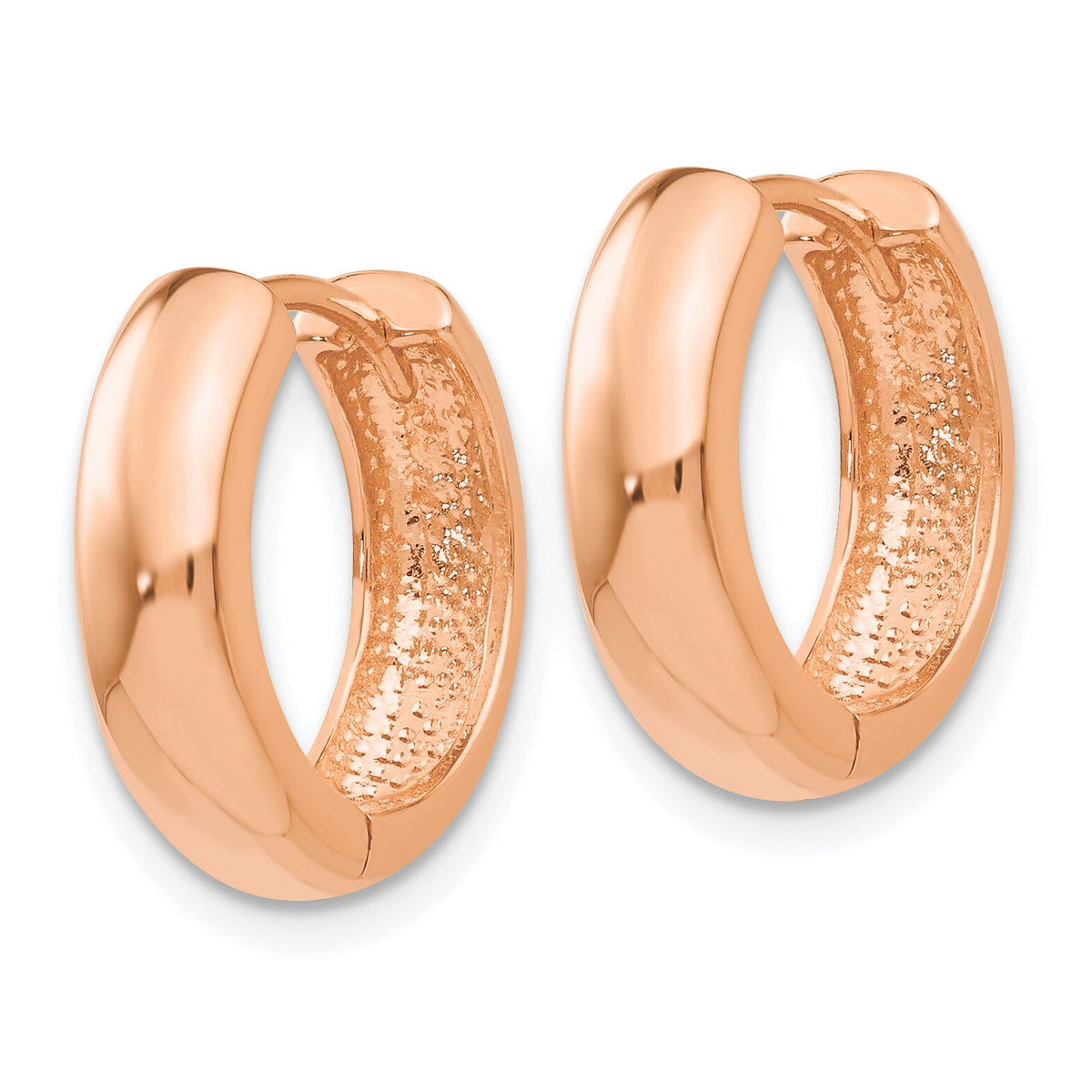 14k Rose Gold Round Hinged Hoop Earrings-TF767