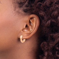14k Rose Gold Round Hinged Hoop Earrings-TF767