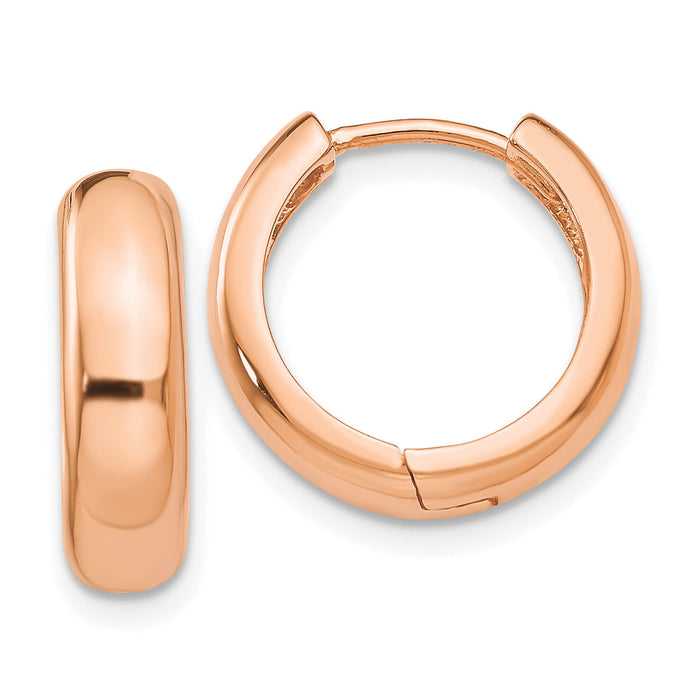 14k Rose Gold Round Hinged Hoop Earrings-TF767