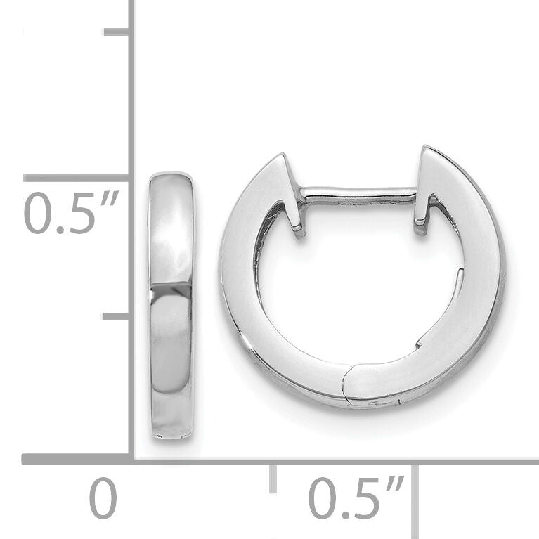 14K White Gold Hinged Hoop Earrings-TF768