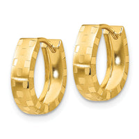 14K Diamond Cut 4mm Patterned Hinged Hoop Earrings-TF773