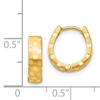 14K Diamond Cut 4mm Patterned Hinged Hoop Earrings-TF773
