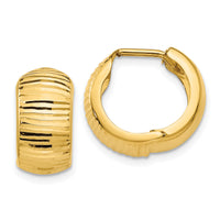 14K Gold Textured and Polished Hinged Hoop Earrings-TF775