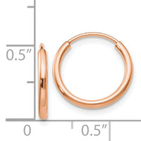 14k Rose Gold 1.50mm Polished Endless Tube Hoop Earrings-TF781