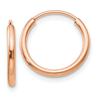 14k Rose Gold 1.50mm Polished Endless Tube Hoop Earrings-TF781