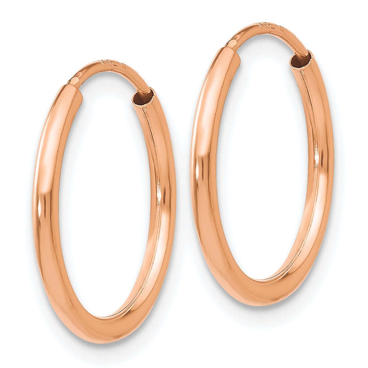 14k Rose Gold 1.50mm Polished Endless Tube Hoop Earrings-TF782