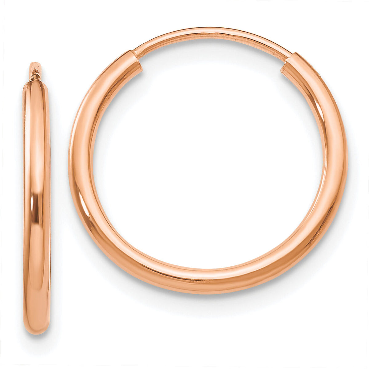 14k Rose Gold 1.50mm Polished Endless Tube Hoop Earrings-TF782