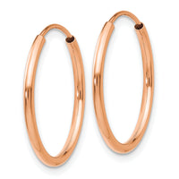 14k Rose Gold 1.50mm Polished Endless Tube Hoop Earrings-TF783