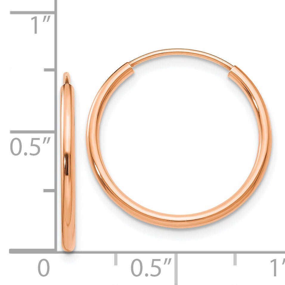 14k Rose Gold 1.50mm Polished Endless Tube Hoop Earrings-TF783