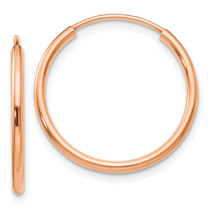 14k Rose Gold 1.50mm Polished Endless Tube Hoop Earrings-TF783