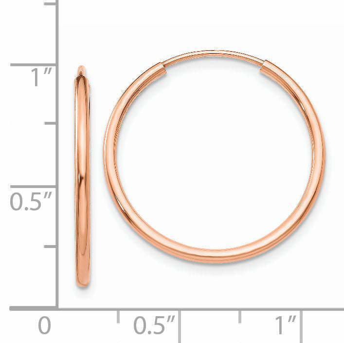 14k Rose Gold 1.50mm Polished Endless Tube Hoop Earrings-TF784