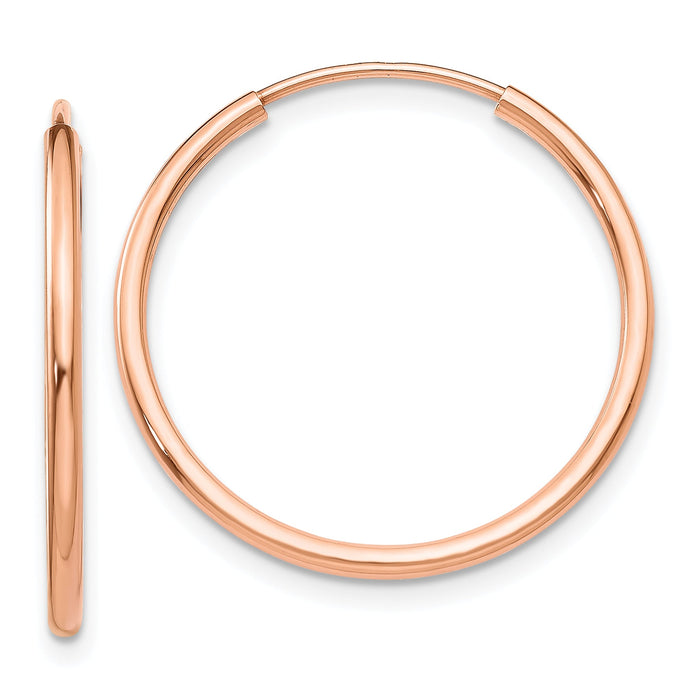14k Rose Gold 1.50mm Polished Endless Tube Hoop Earrings-TF784